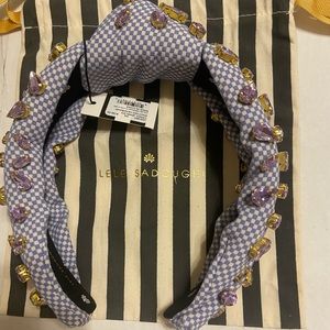 Lele Sadoughi Candy Jeweled Periwinkle Check Headband